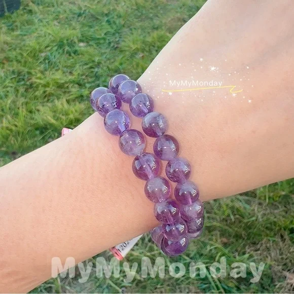 Purple Rabbit Hair Rutilated Quartz Bracelet 8mm - Picture 3 of 4